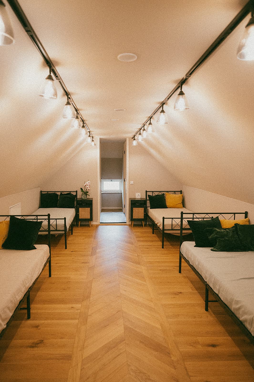 Attic bedroom with comfy beds