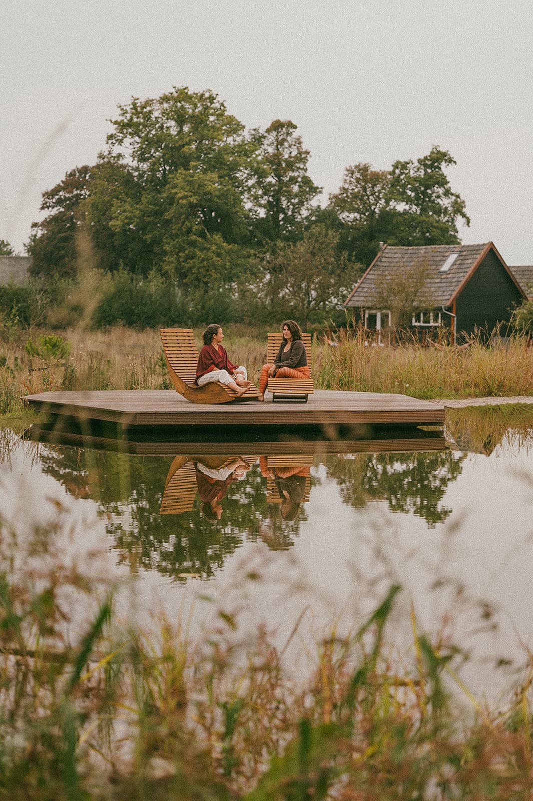 Coaching session by the pond at The Makers Barn