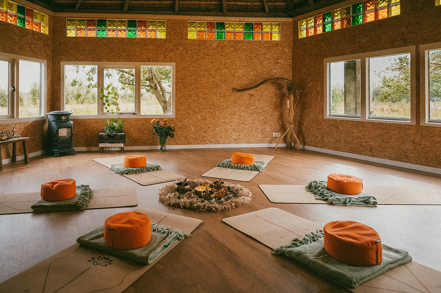Practice rooms with mats in the Hay House